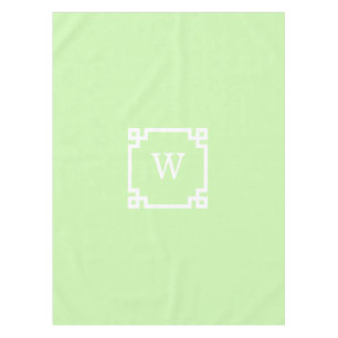 Celery White Greek Key Frame #2 Initial Monogram Tischdecke