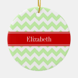 Celery White Zickzack ZigZag Red Name Monogram Keramikornament