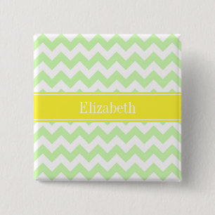 Celery White Zickzack ZigZag Yellow Name Monogram Button