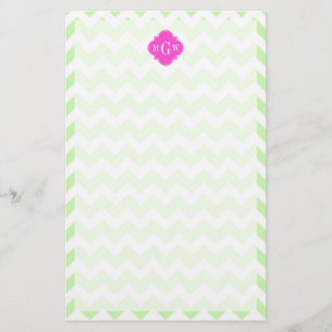 Celery WhZickzack Hot Pink Quatrefolie 3 Monogramm Briefpapier
