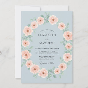 Celeste Blush Kranz Hochzeit Einladung