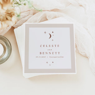 CELESTE Boho Moon & Stars Terracotta Wedding Serviette