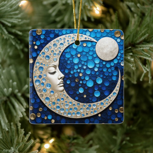Celeste : Frau auf dem Mond Keramikornament (Baum)