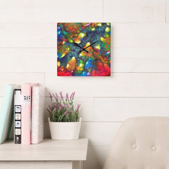 CELESTE von Christèle Chabrette Quadratische Wanduhr (Lesesaal)