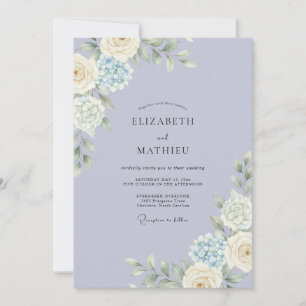 Celeste Weiße Pfingstrosen-Hochzeit Einladung