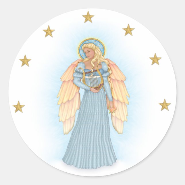 Celestial Angel Runder Aufkleber (Vorderseite)