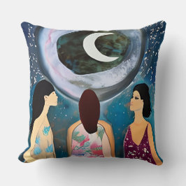 Celestial Artwork | Frauen mit Blick auf den Mond Kissen