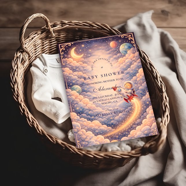 Celestial Astronaut Clouds Baby Shower Einladung (Von Creator hochgeladen)