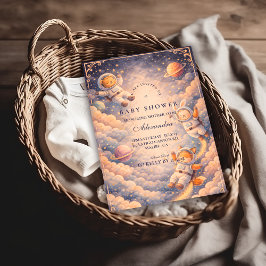 Celestial Astronaut Neutral Space Baby Shower Einladung