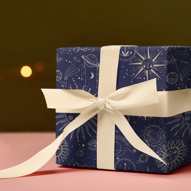 Celestial Astronomy Navy Muster Geschenkpapier (Von Creator hochgeladen)