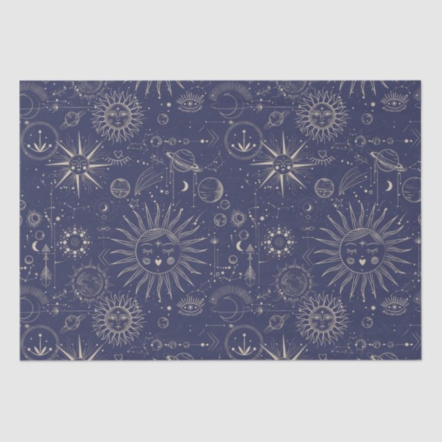 Celestial Astronomy Navy Muster Seidenpapier (Vorderseite)