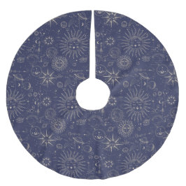 Celestial Astronomy Pattern Navy Polyester Weihnachtsbaumdecke