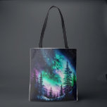 Celestial Aurora Borealis Northern Lights Vivid<br><div class="desc">Die atemberaubende Tasche "Northern Lights Tote", mit der Sie die natürliche Schönheit der Aurora Borealis ganz nach Lust und Laune genießen können! Diese einzigartige Tasche bietet nachts eine atemberaubende Szene aus Wald und Bergen, mit einem schwarz-dunkelblauen Himmel voller funkelnder Sterne. Was diese Totentasche auseinander Set, ist die atemberaubende Nordlichtdarstellung, die...</div>