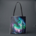 Celestial Aurora Borealis Northern Lights Vivid<br><div class="desc">Die atemberaubende Tasche "Northern Lights Tote", mit der Sie die natürliche Schönheit der Aurora Borealis ganz nach Lust und Laune genießen können! Diese einzigartige Tasche bietet nachts eine atemberaubende Szene aus Wald und Bergen, mit einem schwarz-dunkelblauen Himmel voller funkelnder Sterne. Was diese Totentasche auseinander Set, ist die atemberaubende Nordlichtdarstellung, die...</div>