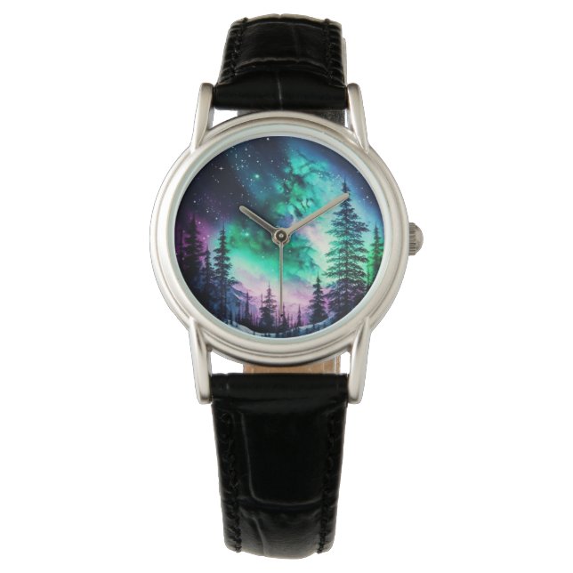 Celestial Aurora Borealis Northern Lights Vivid Armbanduhr (Vorderseite)