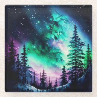 Celestial Aurora Borealis Northern Lights Vivid Glasuntersetzer