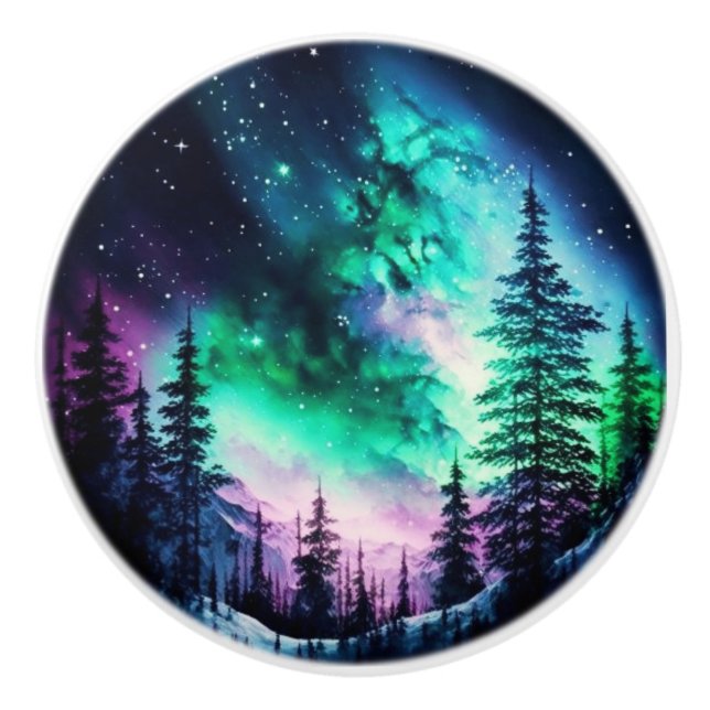 Celestial Aurora Borealis Northern Lights Vivid Keramikknauf (Vorderseite)