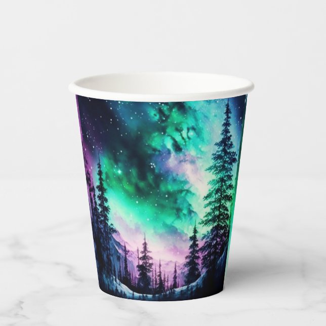Celestial Aurora Borealis Northern Lights Vivid Pappbecher (Vorderseite)