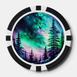 Celestial Aurora Borealis Northern Lights Vivid Pokerchips
