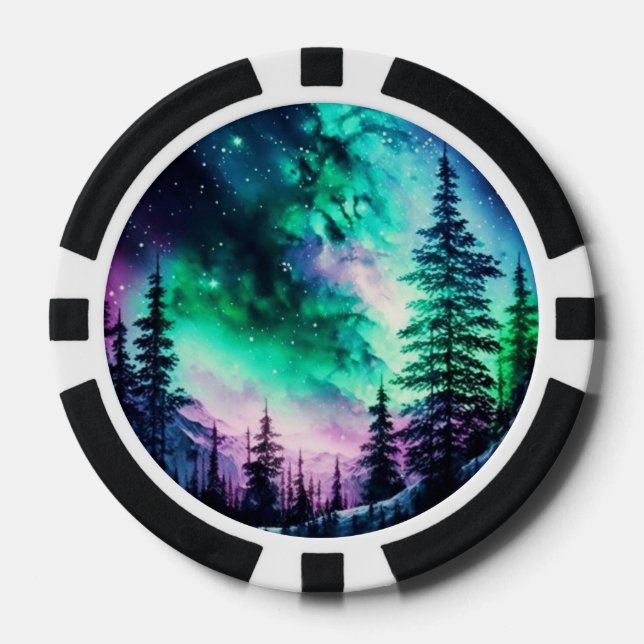 Celestial Aurora Borealis Northern Lights Vivid Pokerchips (Vorderseite)