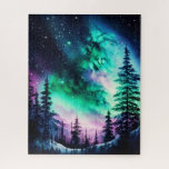 Celestial Aurora Borealis Northern Lights Vivid Puzzle<br><div class="desc">Tauchen Sie mit diesem atemberaubenden Rätsel in die beeindruckende Schönheit der Nordlichter ein. Das Bild bietet einen atemberaubenden Blick auf den Wald und die Berge in der Nacht, mit einem Sternenhimmel in schwarz und dunkelblau. Aber was dieses Rätsel auszeichnet, ist die faszinierende Darstellung der Nordlichter, die den Himmel mit ihren...</div>