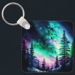 Celestial Aurora Borealis Northern Lights Vivid Schlüsselanhänger<br><div class="desc">Treten Sie ein in die faszinierende Welt der Nordlichter mit unserem atemberaubenden Northern Lights Schlüsselanhänger, einem Miniatur-Meisterwerk, das die himmlische Magie des Nachthimmels einfängt. Dieser exquisite Schlüsselanhänger bietet eine lebendige Darstellung des Waldes, der Berge und eine sternenförmige Kulisse, die mit dem faszinierenden Spektakel der Aurora Borealis geschmückt ist. Gegen die...</div>