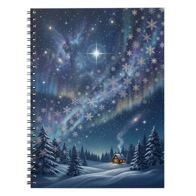 Celestial Aurora & Stars Winter Notebook Notizblock (Vorderseite)