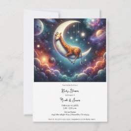 Celestial Baby Giraffe Schlafen auf dem Mond & den Einladung