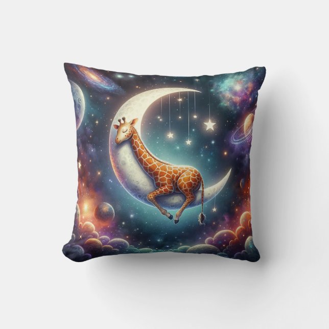 Celestial Baby Giraffe Schlafen auf dem Mond & den Kissen (Vorderseite)