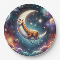 Celestial Baby Giraffe Schlafen auf dem Mond & den