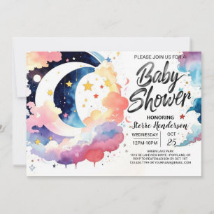 Celestial Baby Shower Moonlight Einladung