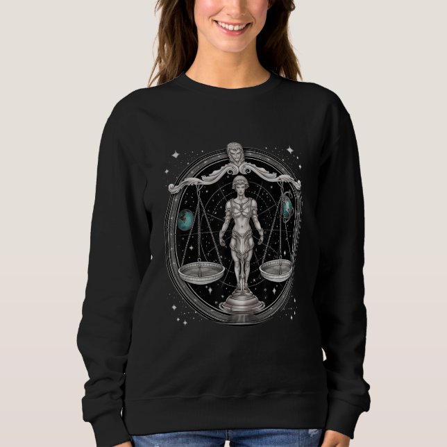Celestial Balance Zodiac Scales in Astral Splendor Sweatshirt (Vorderseite)