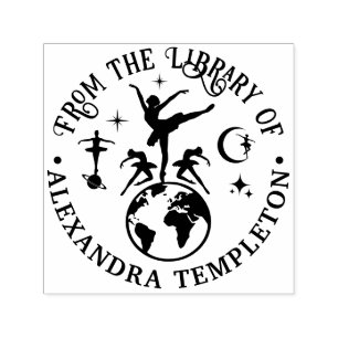 Celestial Ballerinas Dancing on World Library Book Permastempel