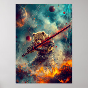 Celestial Bear Warrior - Kosmischer Samurai Guardi Poster