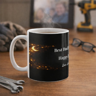 Celestial Best Dad Mug Black Gold Keepsake Gift Kaffeetasse