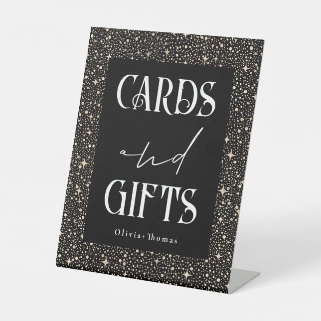 Celestial Black Card und Geschenke Hochzeit Sockelschild (Vorderseite)