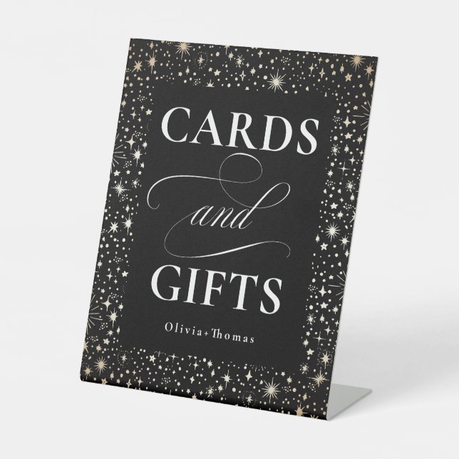 Celestial Black Card und Geschenke Hochzeit Sockelschild (Vorderseite)