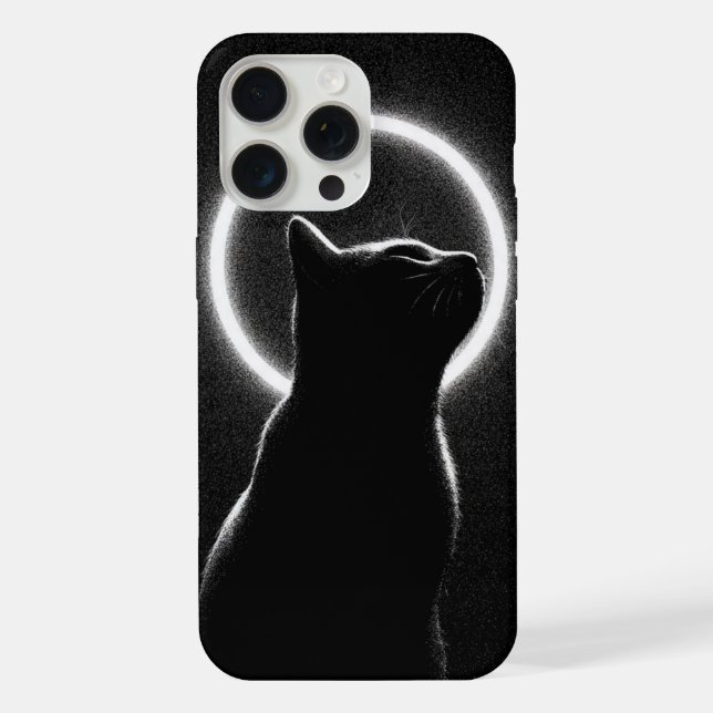 Celestial Black Cat Lunar Halo Phone Case iPhone Hülle (Rückseite)