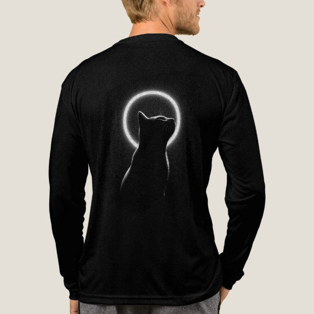Celestial Black Cat Silhouette Long Sleeve Tri-Blend Shirt (Rückseite)