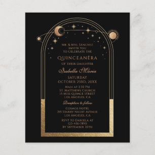 Celestial Black Gold Bilingual Spanish Quinceañera Flyer