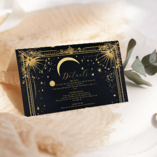 Celestial Black Gold Sun Moon Astronomie Hochzeit Begleitkarte