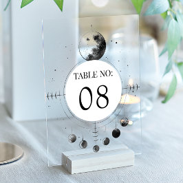 Celestial Black Moon Wedding Acrylic Table Number Acryleinladungen