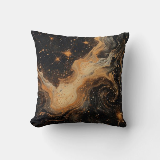 Celestial Black und Gold Kissen (Vorderseite)