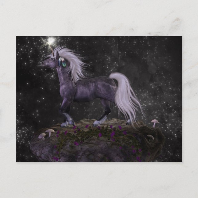 Celestial Black Unicorn Postkarte (Vorderseite)
