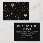 Celestial Black Wedding Honeymoon Wish Begleitkarte<br><div class="desc">Schwarze und goldene Hochzeitsflitterkarten oder Wunschkarten für Flitterwochen</div>