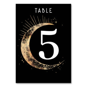 Celestial Black Wedding Tischnummer Card