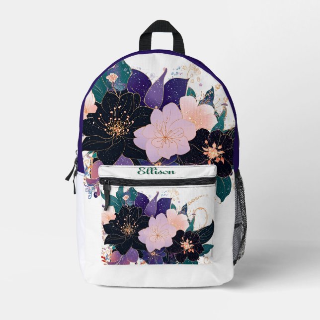 Celestial Bloom Bedruckter Rucksack (Vorderseite)