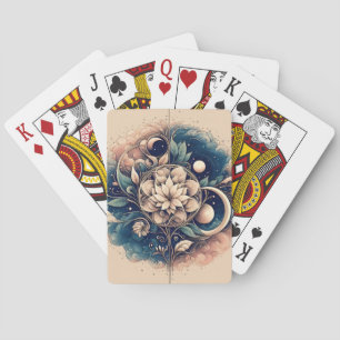 "Celestial Bloom - Mystic floral Moon Art Card" Spielkarten