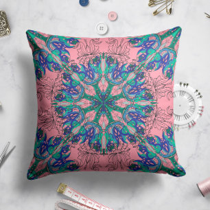 Celestial Bloom Pillow in Pink Kissen
