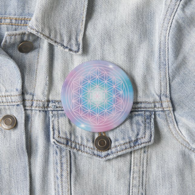 Celestial Bloom – Sacred Geometry Button (Beispiel)